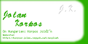 jolan korpos business card